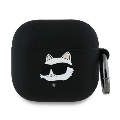 Karl Lagerfeld Silicone Choupette Head 3D Case for AirPods 4 - Black