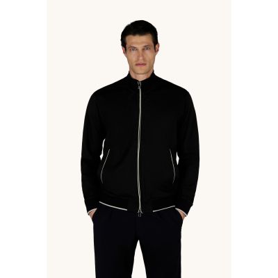 Paul&Shark men's cotton and lyocell zip-up sweatshirt, black (26411809-11)