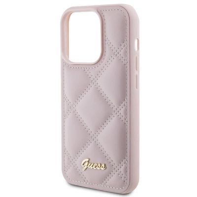 6. Guess Quilted Metal Logo case for iPhone 15 Pro - pink