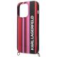 5. Karl Lagerfeld Color Stripes Strap Case for iPhone 14 Pro - Pink