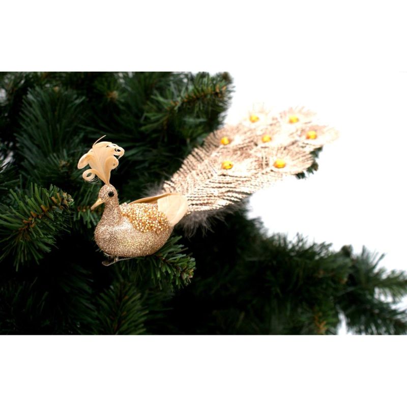 8. DECORATIVE PEACOCK ON A GOLDEN BALL CLIP