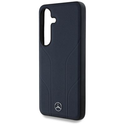 6. Mercedes Leather Debossed Lines MagSafe Case for Samsung Galaxy S25 - Blue