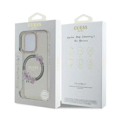 8. Guess GUHMP16XHFWFCK iPhone 16 Pro Max 6.9" black/black hardcase IML Flowers Wreath MagSafe