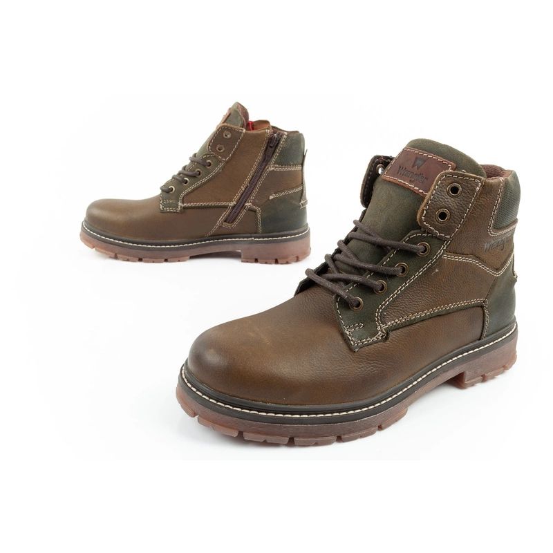 8. Wrangler Allan Mid men's boots Chelsea boots elegant leather green brown