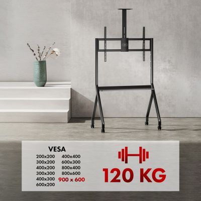 22. MACLEAN TV TROLLEY, CAMERA SHELF, ON WHEELS, 55-100", MAX. LOAD 120KG/10KG SHELF, MAX. VESA 900X600 MC-114 B