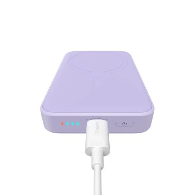 4. Baseus Magnetic Mini Inductive Powerbank 10000mAh 20W - Purple + USB-C - USB-C Cable