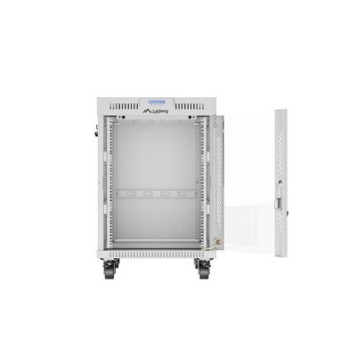 8. 19" 15U 600x800 gray glass door LCD installation rack cabinet Lanberg (Flat Pack) V2