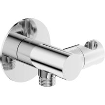 Round angle connector with handset holder