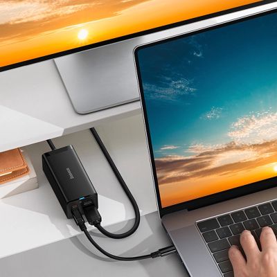 11. Baseus fast charger GaN5 Pro HUB HDMI 2 x USB-C / USB-A / HDMI 4K 30Hz 1.5m black + USB-C cable - USB-C 100W 40Gb/s (USB4) 1m (CCGP110201)