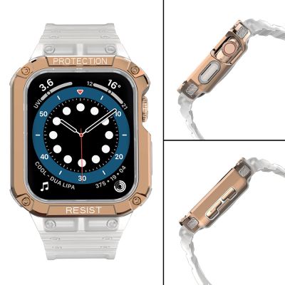 4. Protect Strap Band for Apple Watch 38/40/41mm Armored Case Strap - Transparent, Rose Gold