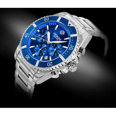 2. Men's Watch Giewont Chronograph Sapphire Silver Blue GW3970-B3