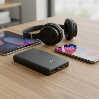 6. EVERACTIVE POWERBANK 10000MAH, 1X USB, 2X USB-C, 20W, QC4+, LCD DISPLAY, BLACK EB-11QB