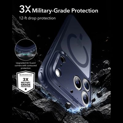 3. ESR Classic Hybrid MagSafe Case for iPhone 18 Pro / 17 Pro - Matte Navy Blue