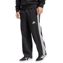 Men's adidas Essentials Three Stripes Fleece Wide Leg Pants Black JM1770