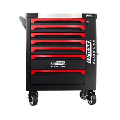 AWTOOLS 7-DRAWER WORKSHOP TROLLEY WITH BLACK LINE SIDE CABINET