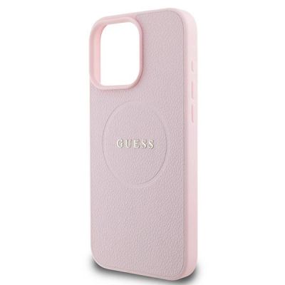6. Guess MagSafe Grained Gold Ring iPhone 15 Pro Max Case - Pink