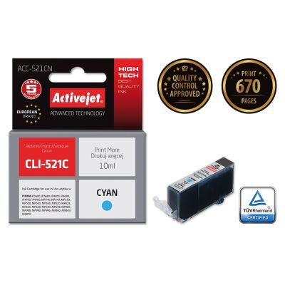 2. Activejet ACC-521CN Ink (Canon CLI-521C replacement; Supreme; 10 ml; blue)