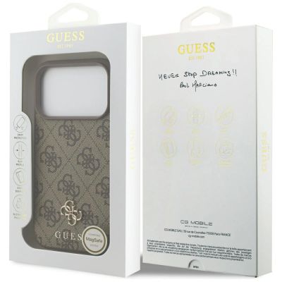 8. Guess 4G Small Classic Logo MagSafe Case for iPhone 17 Pro / 18 Pro - Brown