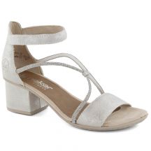 Comfortable high-heeled sandals Rieker W RKR689, silver