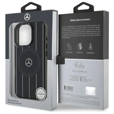 8. Mercedes MB Double Layer Crossed Lines MagSafe iPhone 16 Pro Case - Black