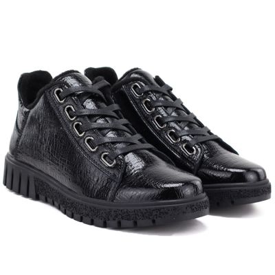 4. Women's patent leather ankle boots, black, Vinceza 133122