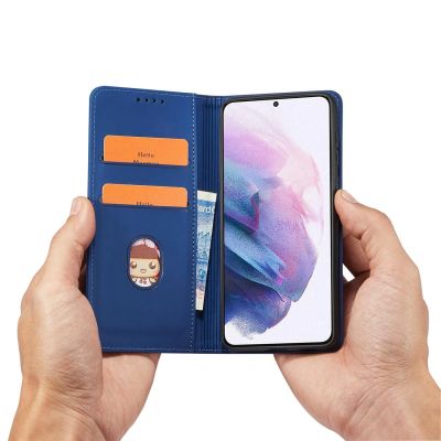 11. Magnet Card Case Case for Samsung Galaxy S22 + (S22 Plus) Pouch Wallet Card Holder Blue