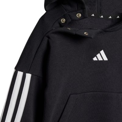 5. adidas Essentials Joggers 3 Stripes Fleece Hoodie Tracksuit for Kids Black JD6484