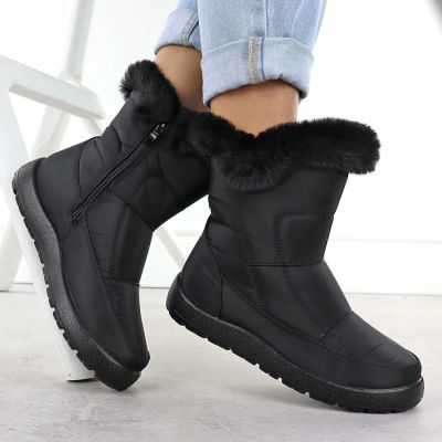 11. Women's flat insulated snow boots black Potocki KI24322