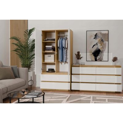7. M6 MALWA CHEST OF DRAWERS 120CM 6 DRAWERS ART/WHITE SET