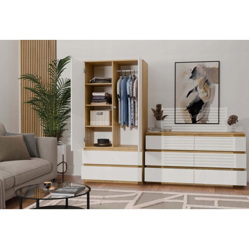 7. M6 MALWA CHEST OF DRAWERS 120CM 6 DRAWERS ART/WHITE SET