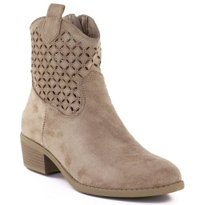 Women's openwork brown cowboy boots Jezzi RMR2353-16