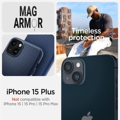 14. Spigen Mag Armor Case with MagSafe for iPhone 15 Plus - Blue