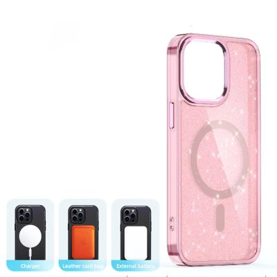 7. Glitter Case MagSafe for iPhone 16 Pro - pink with glitter