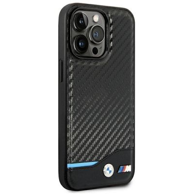 4. BMW Leather Carbon Case for iPhone 14 Pro Max - Black