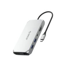 Orico XCR 12in1 USB-C Docking Station 2x USB-A 3.1 1x USB-A 2.0 1x USB-C PD 100W 1x USB-C 3.1 2x HDMI 2.0 4K 60 Hz 1x DisplayPort 1.4 4K 60 Hz 1x SD 3.0 1x microSD 3.0 1x RJ45 Gigabit Ethernet 1x audio CTIA 3.5 mm - silver