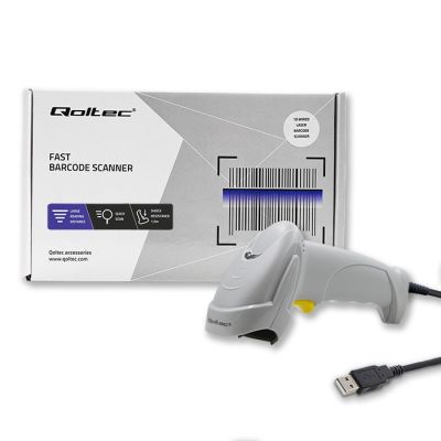 2. QOLTEC LASER BARCODE READER | 1D | USB | WHITE