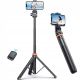 3. Tech-Protect L03S Bluetooth selfie stick with remote control, tripod up to 148cm and 180 head - white