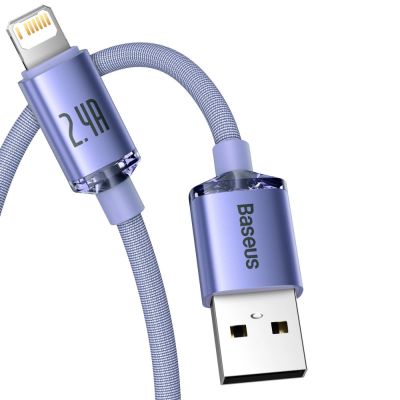 10. Baseus Crystal Shine Series cable USB cable for fast charging and data transfer USB Type A - Lightning 2.4A 2m purple (CAJY000105)
