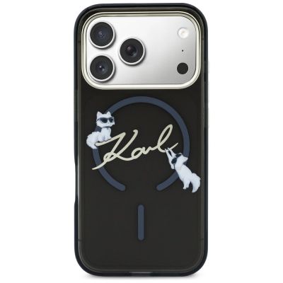 3. Karl Lagerfeld IML Choupettes Karl Script Logo MagSafe Case for iPhone 17 Pro Max - Black