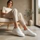 6. Women's white leather shoes Filippo DP7556