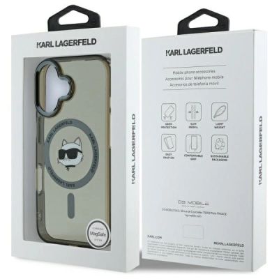 8. Karl Lagerfeld IML Metal Choupette Head MagSafe iPhone 16 Case - Black