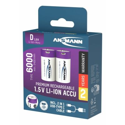 3. Ansmann 1314-0005 household battery Rechargeable battery D Lithium-Ion (Li-Ion)
