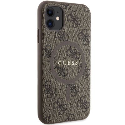 4. Guess GUHMN61G4GFRW iPhone 11 6.1" / Xr brown/brown hardcase 4G Collection Leather Metal Logo MagSafe