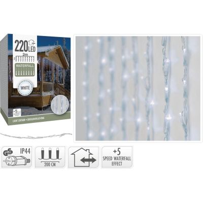 22. CHRISTMAS TREE LIGHTS LIGHT CURTAIN WATERFALL OUTDOOR 220 LED COOL WHITE 5 SPEEDS