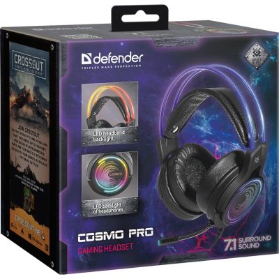 7. DEFENDER ON-EAR HEADPHONES WITH MICROPHONE COSMO PRO 7.1 RGB BACKLIGHT 64536
