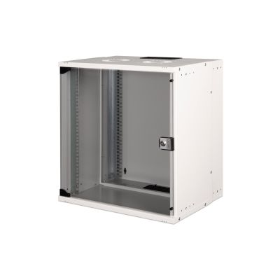 19" 12U wall-mounted network cabinet, SOHO PRO 595 x 540 x 400 mm, glass door, gray, unassembled, 60 kg