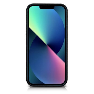 2. iCarer Litchi Premium Leather Case iPhone 14 Magnetic Leather Case with MagSafe Black (WMI14220709-BK)