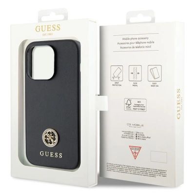 8. Guess GUHCP15LPS4DGPK iPhone 15 Pro 6.1" black/black hardcase Strass Metal Logo