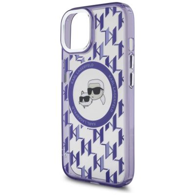6. Karl Lagerfeld IML Monogram Karl & Choupette Head MagSafe iPhone 15 Case - Purple