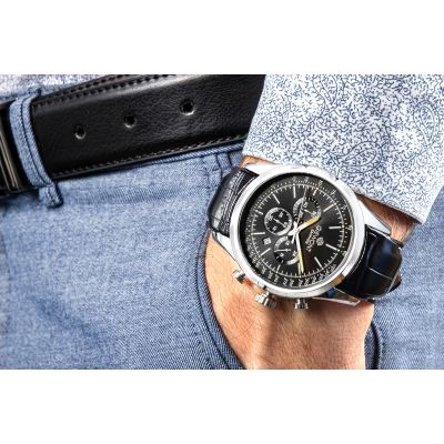 4. Men's Watch Giewont Chronograph Sapphire Silver Black GW7650-A2
